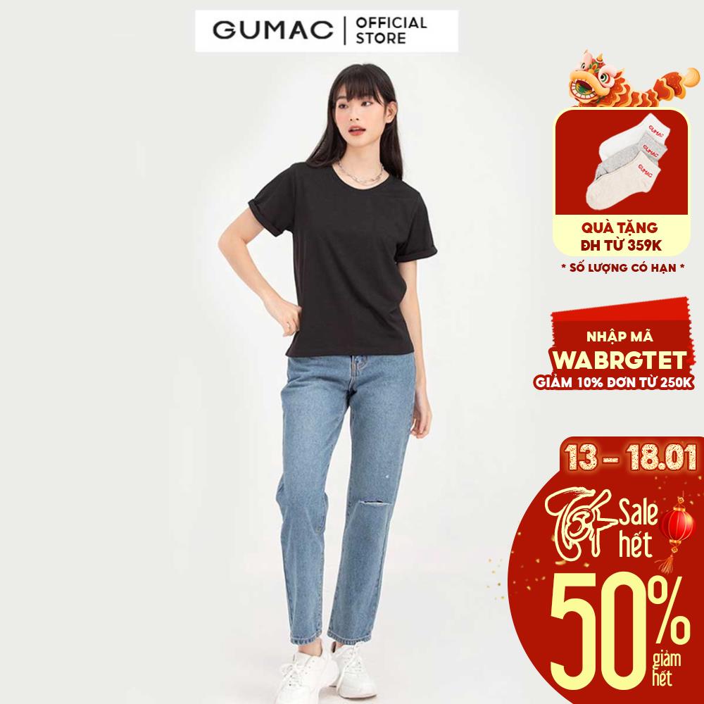 Quần jeans ống rộng GUMAC phong cách hàn quốc đủ size QJB734