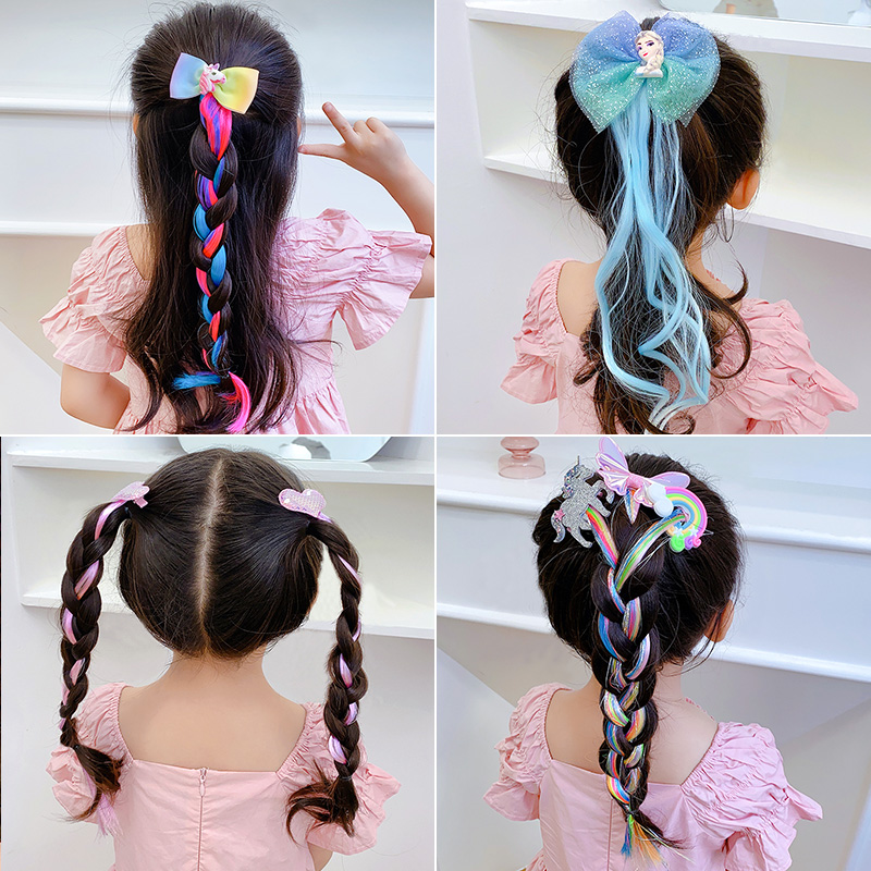 [Mã FAMAYFA giảm 10K đơn 50K] Unicorn Colorful Kids Wig Hairpin fashion Hair Accessories