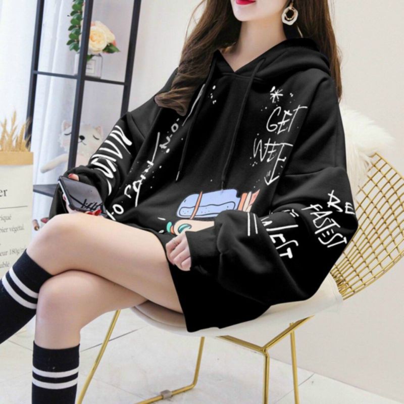Áo hoodie nữ có nón chất nỉ ngoại form rộng cá tính nhiều mẫu mới hot | BigBuy360 - bigbuy360.vn