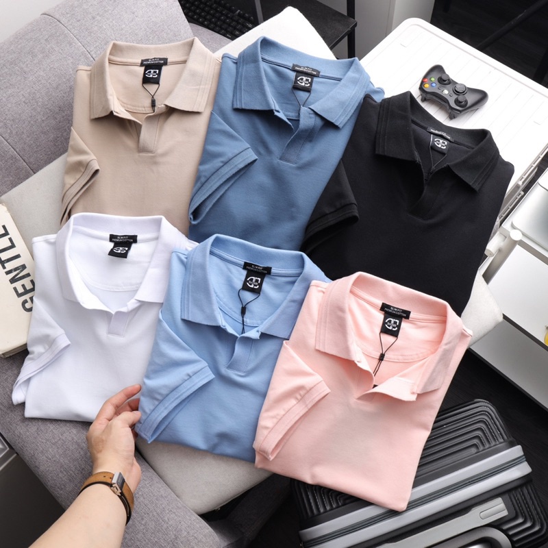 Áo polo nam basic cotton Nhật không nhăn , Áo thun nam cổ bẻ trơn bigsize ( 55kg - 95kg ) - ivan