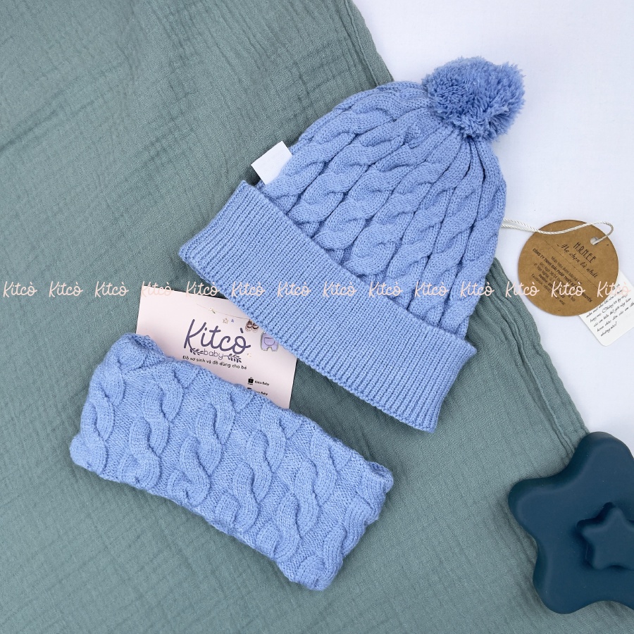 HRNEE Set khăn ống mũ len