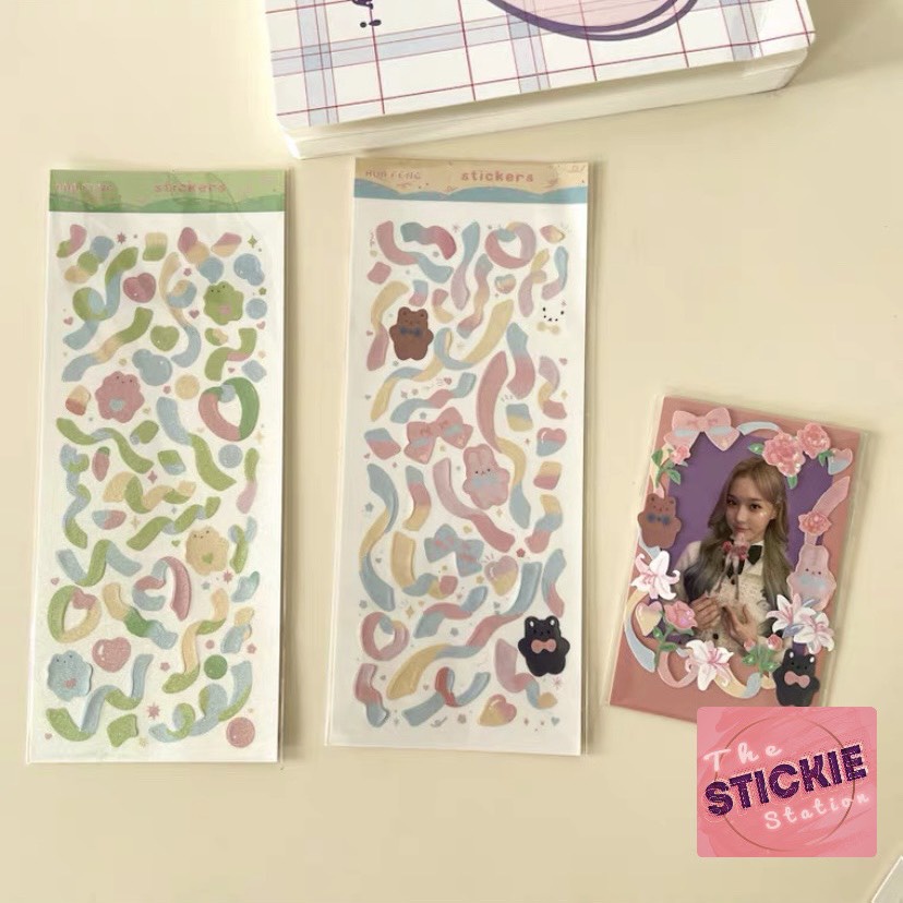 Sticker Ruy Băng Gấu Siêu Cute - Hình Dán Trang Trí Toploader