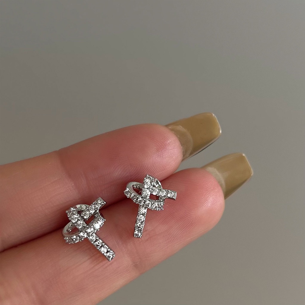 Khuyên Tai Thắt Nút Đính Đá Zircon Cao Cấp Thiết Kế Thanh Lịch Cho Nữ
