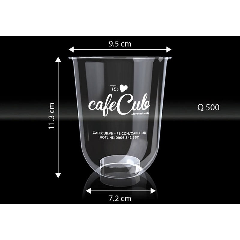 [NOWSHIP] 50 Cốc, Ly Bầu 360 - 500 -700ML ( Cốc Chữ U) Có Nắp Nhựa Dùng 1 Lần - Đựng Đồ Uống - Có Thể Dùng Được Màng Ép