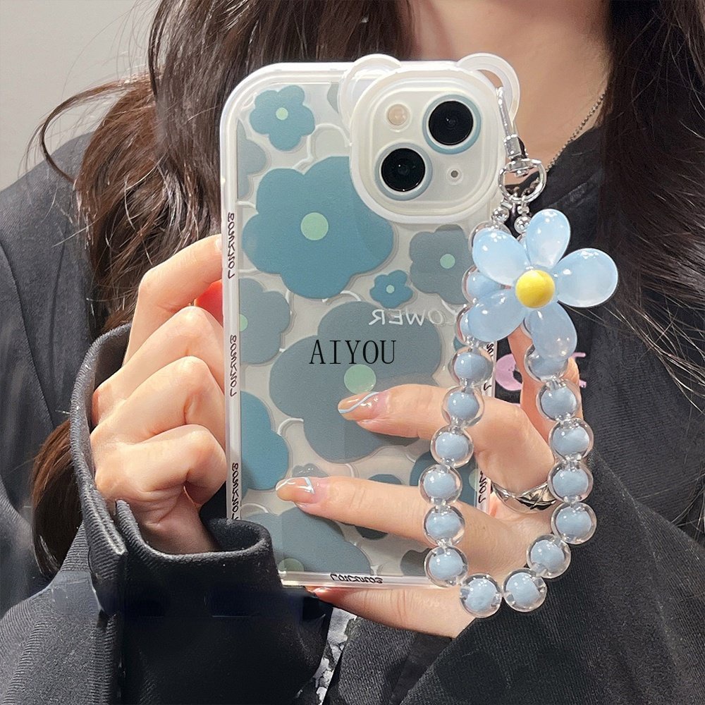 Ốp Điện Thoại Silicon Màu Xám Hình Hoa / Tai Gấu Cho iPhone 14 Pro Max 13 Pro 12 11 Pro Max X Xr Xs Max SE 2020