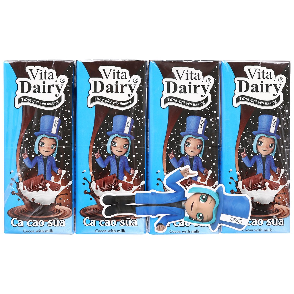 Lốc 4 hộp ca cao sữa uống liền Vita Dairy 180ml