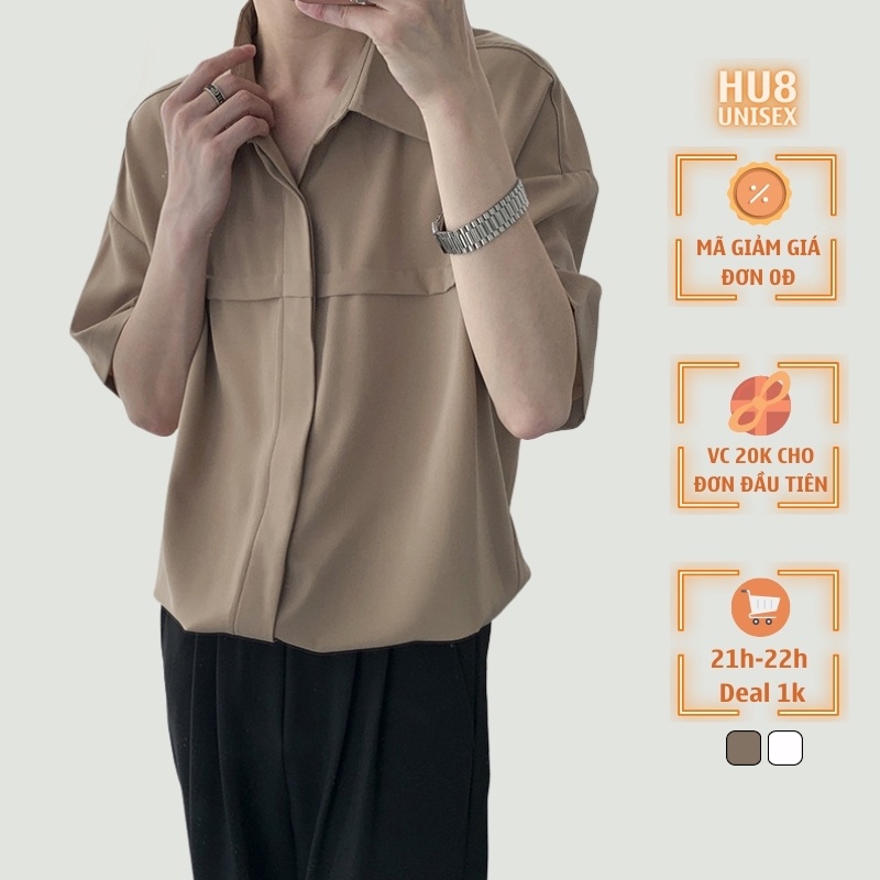 Áo sơ mi tay ngắn, áo sơ mi nam form rộng kiểu dáng Hàn Quốc đẹp freeship mã SM07 | BigBuy360 - bigbuy360.vn