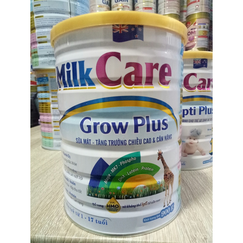 Sữa mát Tăng Chiều Cao, Cân Nặng Vượt Trội cho trẻ 1-17 tuổi Milkcare Grow Plus 900g - Hương Vani