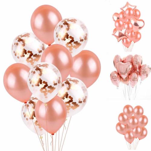 Bộ Bong Bóng Lá Vàng Hồng helium Hình Nón Cho Tiệc Sinh Nhật Đám Cưới Tình Yêu