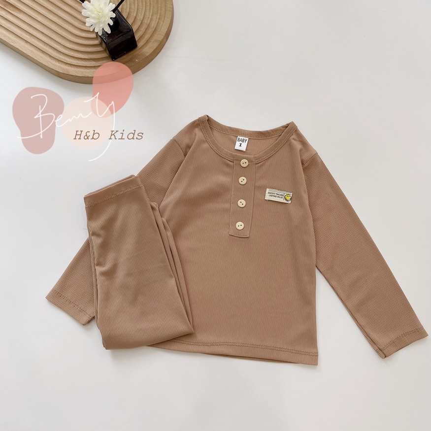 Bộ dài tay cho bé trai trơn màu , bộ thu đông chất thun tăm lạnh mềm mịn size từ 6 - 15 kg