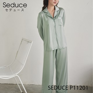Bộ Đồ Ngủ Pijama Nữ Trơn Tay Dài Lụa Satin Seduce P11201