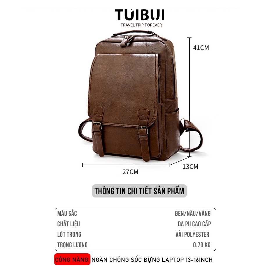 Balo da cao cấp nam nữ unisex Túi Bụi thời trang đi học, du lịch, chất liệu da Pu, ngăn để laptop máy tính 15,6 inch.