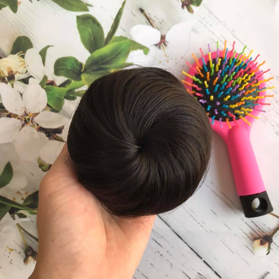 Tóc giả búi củ tỏi CAO CẤP. Búi tóc cao tự nhiên giống tóc thật, dây rút tiện lợi