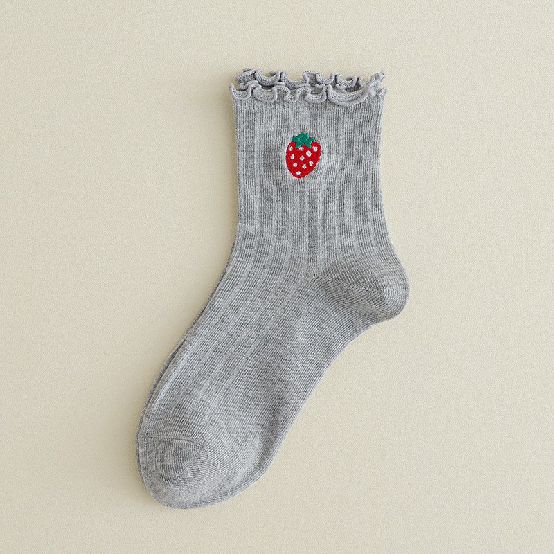 TẤT BÈO THÊU HOA QUẢ CAO CỔ VINTAGE