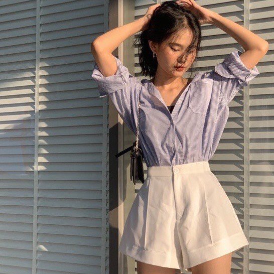 Quần Kaki Cạp Cao Ống Vểnh Stormi.st SIÊU ĐẸP 🏵️ Quần short form rộng kiểu dáng hàn quốc tiểu thư xinh đẹp, gọn gàng 🏵️