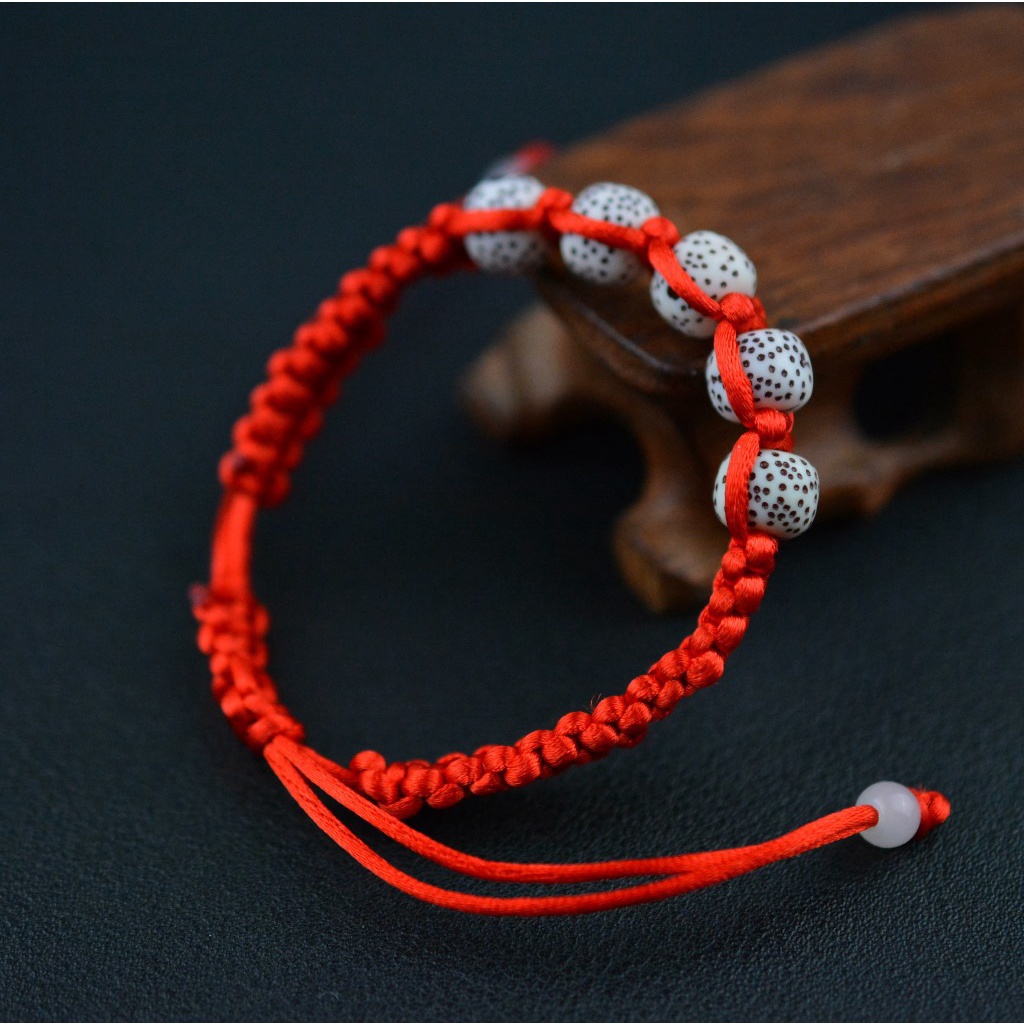 Vòng chỉ đỏ tết hạt bồ đề phong cách phật giáo CD71