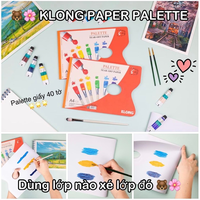 KLONG PAPER PALETTE - XÉ BỎ GIẤY PHA MÀU SAU MỖI LẦN SỬ DỤNG, phù hợp vẽ ngoài trời, mang theo vẽ ký hoạ màu