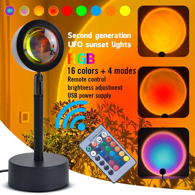 Đèn Hoàng hôn - Quay Tiktok - Sunset Lamp 16 màu Hot trend - Có điều khiển - Đèn Led Trang Trí - Hot trend 2021