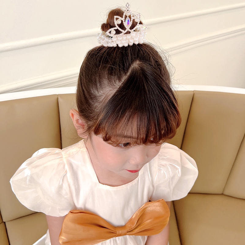 Dây Buộc Tóc Hình Vương Miện Đính Hạt Ngọc Trai Phong Cách Hàn Quốc Cho Nữ