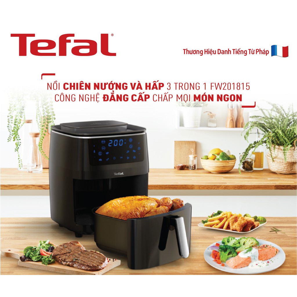 [Mã ELTEFALWL5 giảm 10% đơn 500K] Nồi chiên không dầu Tefal 3 trong 1 Easy fry Steam &amp; Grill FW201815