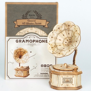 Mô hình gỗ 3D Lắp ráp Máy hát Robotime Gramophone TG408
