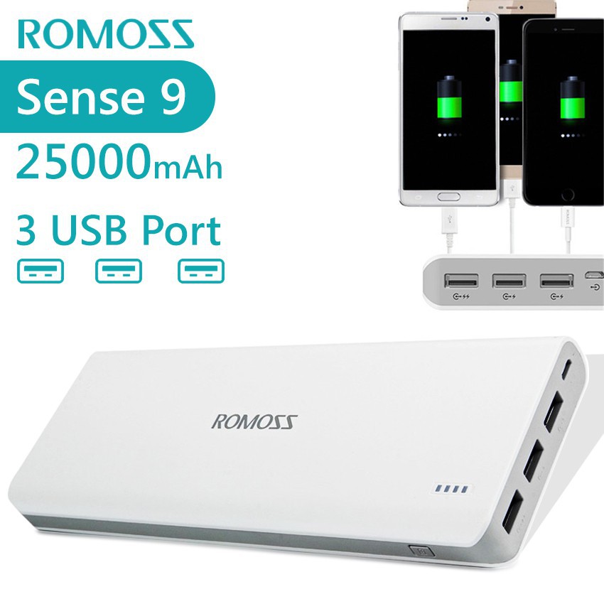 Pin Sạc Dự Phòng Romoss Sense 9 25000Mah 3 Cổng Sạc