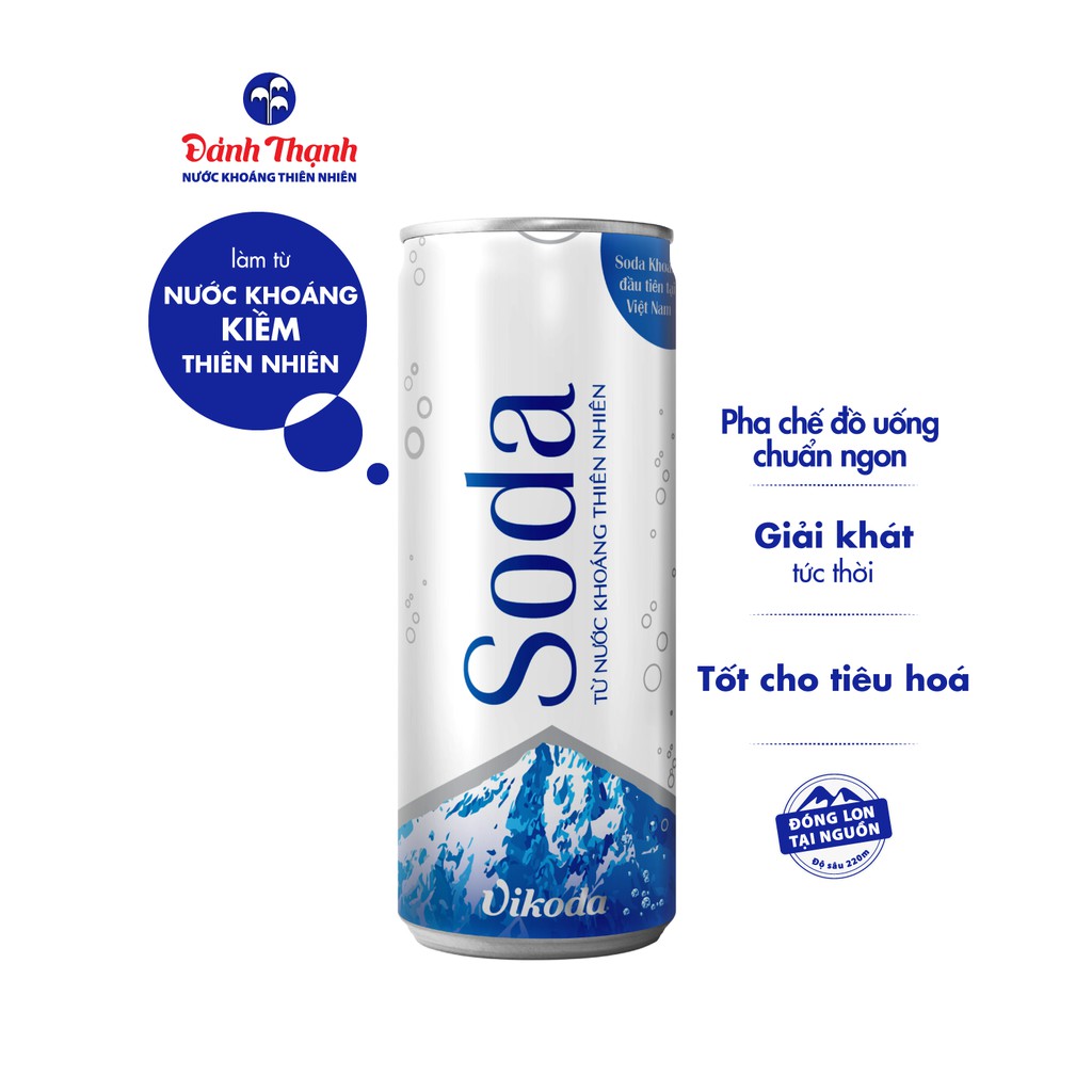 Thùng 24 lon Nước Khoáng Thiên Nhiên Vikoda - Soda 330ml