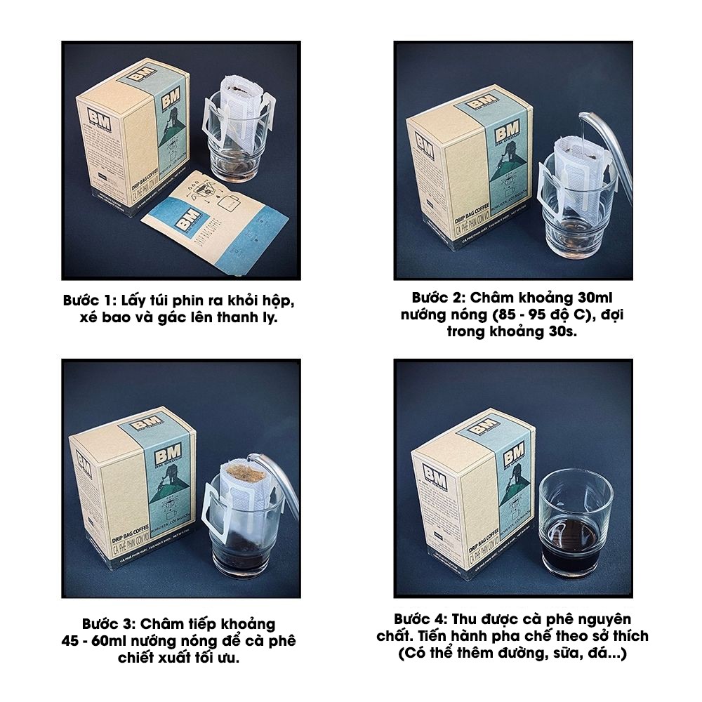 Cà Phê Phin Giấy - Hộp 10 Phin - BM CỘI NGUỒN, hạt cà robusta hái chín chế biến ướt, rang mộc, nguyên chất - BM GROUP | BigBuy360 - bigbuy360.vn