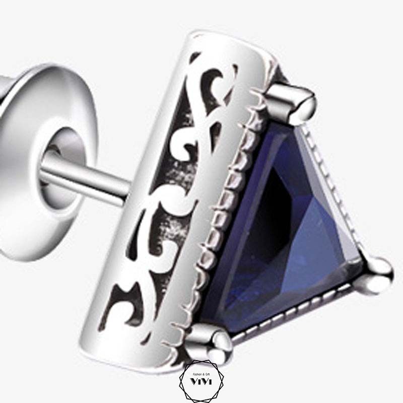 Bông tai bạc nam tam giác Tristone – khuyên tai bạc ViVi_Gift