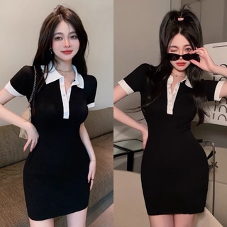 VÁY BODY CỔ VIỀN TRẮNG / ĐẦM BODY LEN GÂN