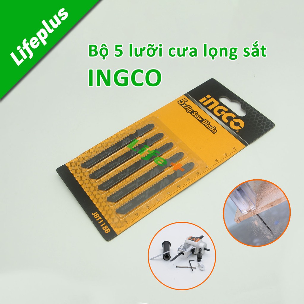 Bộ 5 lưỡi cưa lọng sắt 50mm bằng thép gió Ingco JBT118B