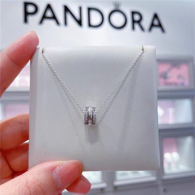 Vòng cổ Pandora Mạ Bạc 925 Đính Đá Zircon Thời Trang Cho Nữ