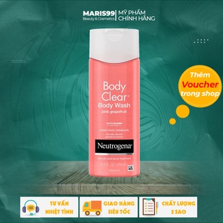 Sữa Tắm NEUTROGENA Body Clear  Body Wash Pink Grapefruit, Ngừa Mụn Cơ TYhể, Mờ Thâm Mụn Vùng Lưng Ngực - 250ml (Achoice)