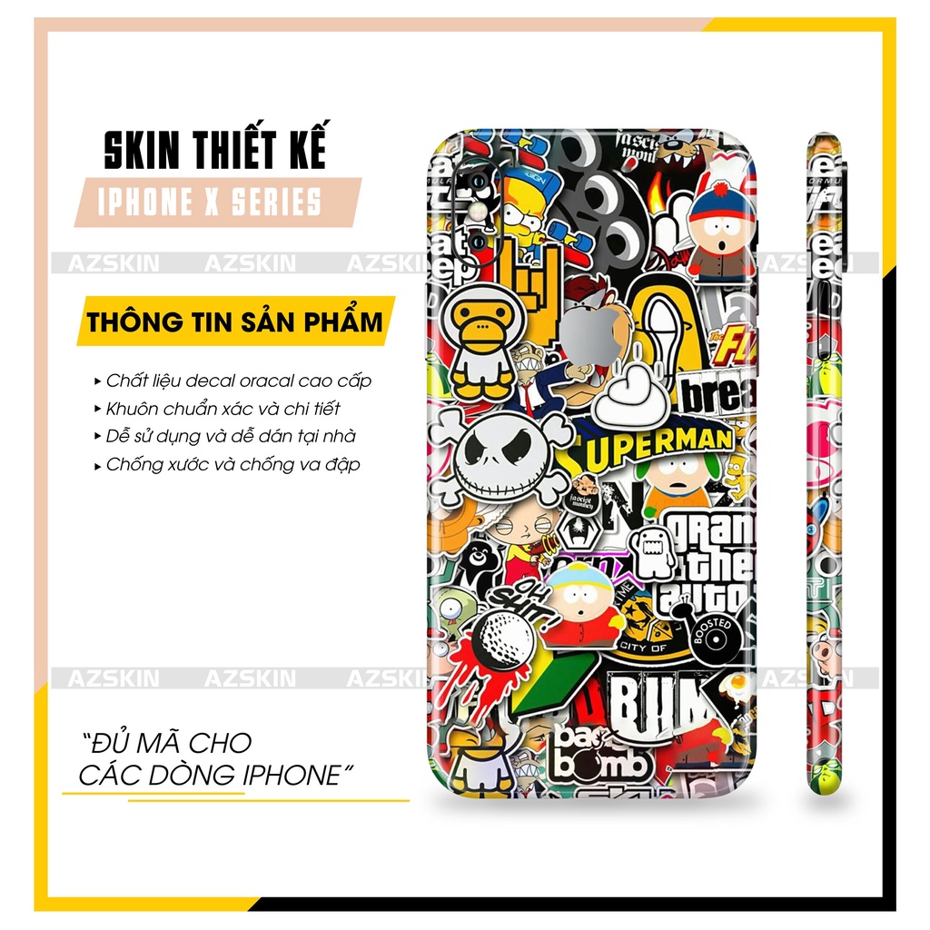 Miếng Dán Skin IPhone X/XS/XR/XS Max Patten Vui Nhộn |SK_IPPT143| Hình Chuẩn Màu, Dán Full Lưng Viền - Dễ Dán Tại Nhà