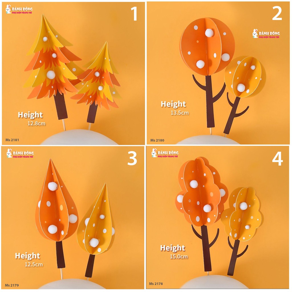 Set Cắm Lá Cây Xanh 3D trang trí Bánh Kem Sinh Nhật Cây Thông Cây Noel Phụ Kiện Sinh Nhật
