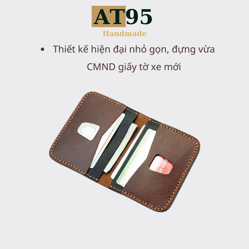 Ví đựng thẻ card holder da bò thật hàng thủ công 01 thương hiệu AT95 HANDMADE