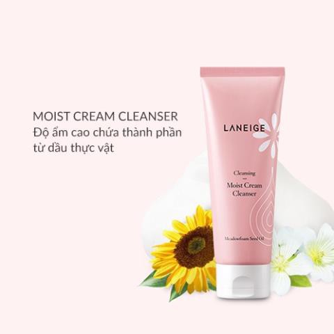 [COSMALL66 -10% ĐH250k]Sữa rửa mặt giúp dưỡng ẩm cho da thường và da khô Laneige Moist Cream Cleanser 50Ml - Miniature