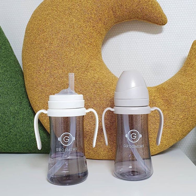 Bình sữa/ bình ống hút tay cầm Grosmimi Dark size 200ml