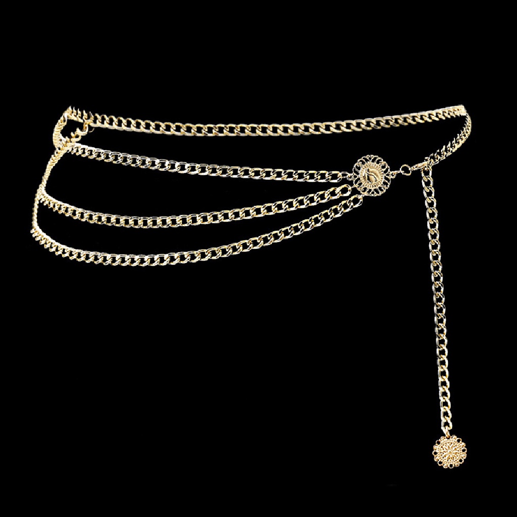 Thắt lưng dây xích kim loại đính đồng xu phong cách retro cho nữ | WebRaoVat - webraovat.net.vn