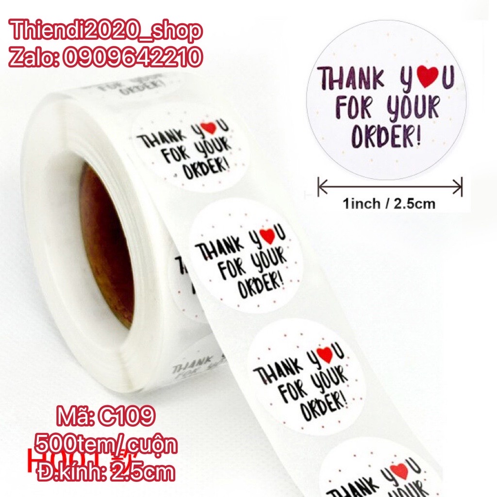 TEM_Tem dán chữ " Thank you" >