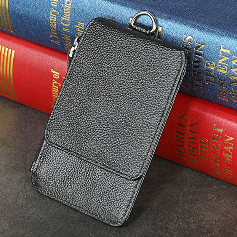 Youyo Ví Da Pu Thật Đựng Thẻ Tín Dụng / Danh Thiếp Có Dây Đeo Nhỏ Gọn