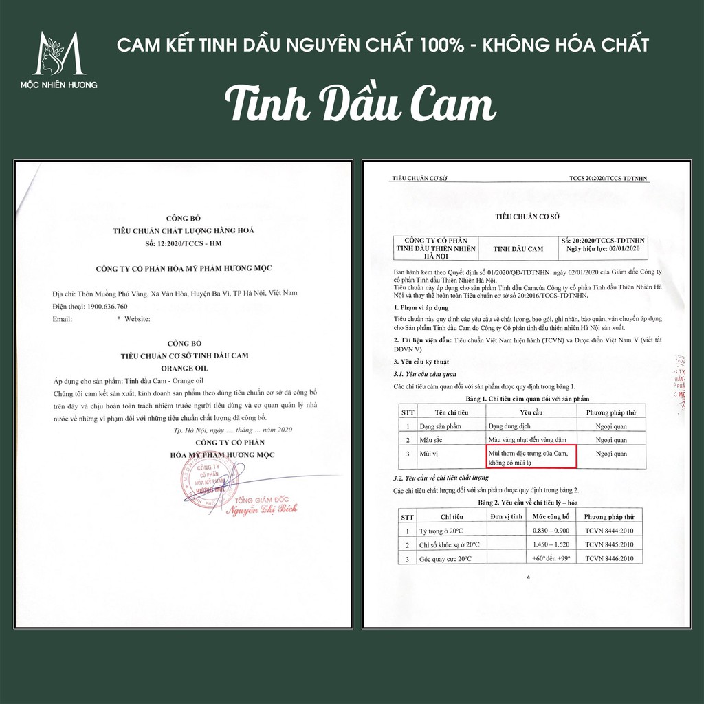 Tinh dầu cam ngọt nguyên chất Mộc Nhiên Hương (10ml/50ml) thơm lâu, diệt khuẩn, thư giãn, xông phòng, đuổi muỗi