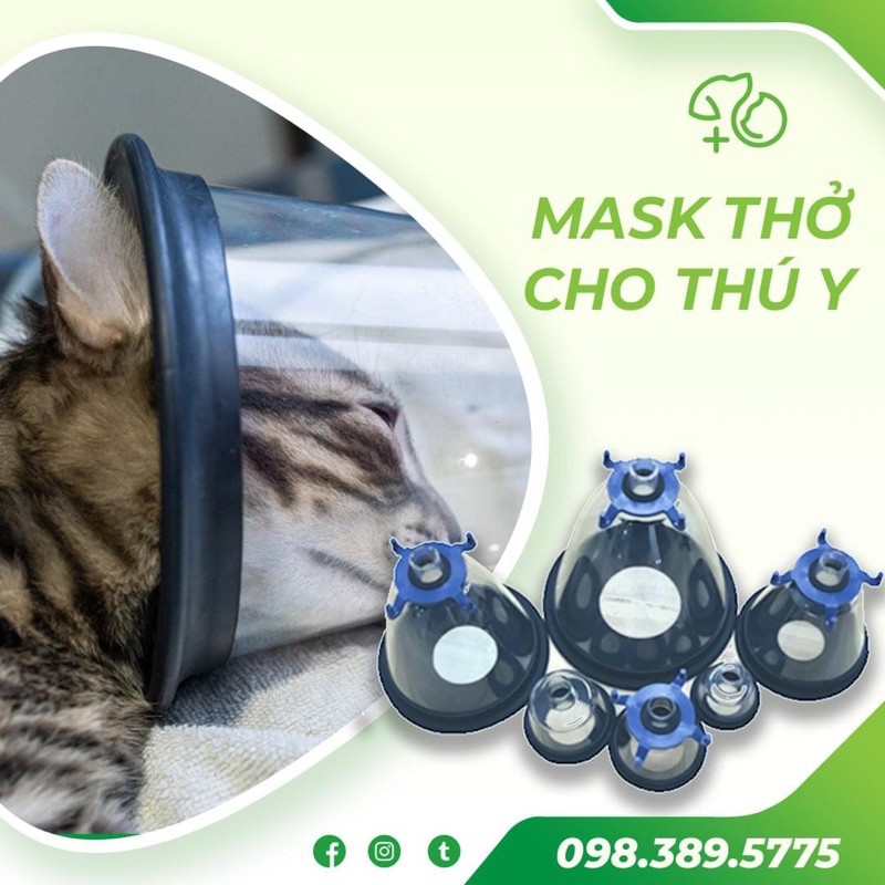 Bộ mask thở 6 size dành cho thú y