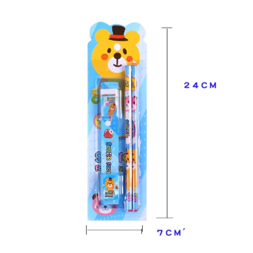 Bộ Dụng Cụ Học Tập 5 Món Đồ Dùng Học Sinh bút chì tẩy gôm, thước kẻ, Sét 5 món quà cho bé