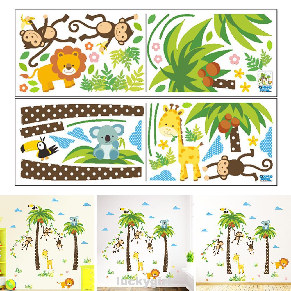 Sticker Dán Tường Họa Tiết Hình Con Khỉ Và Cây Dừa Theo Phong Cách Hoạt Hình Dùng Trong Trang Trí Tiệc Sinh Nhật Cho Trẻ