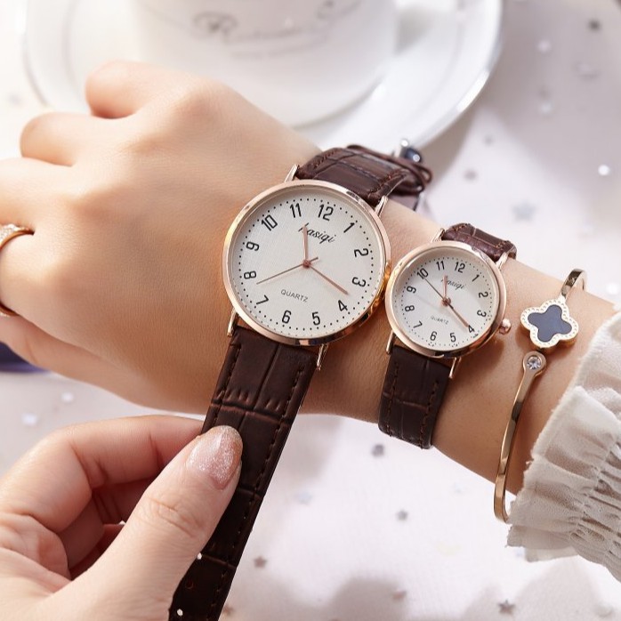 Đồng hồ thời trang nam nữ KASIQI chính hãng, dây da đeo êm tay, mặt số dể xem giờ ( Mã: AKSQ01 )