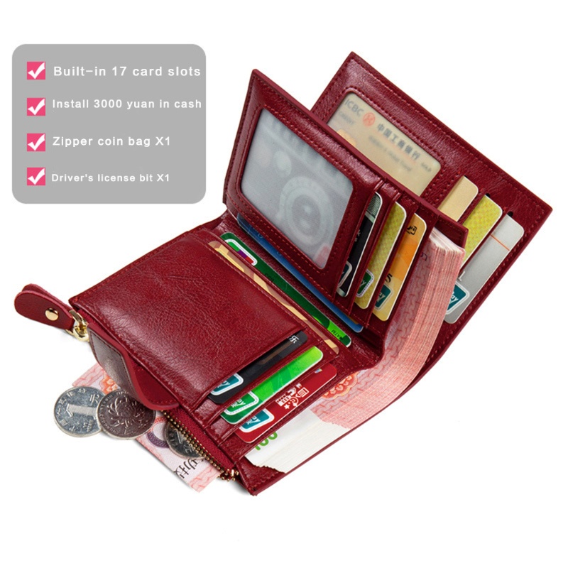 Youyo Ví Da Ngắn Đựng Thẻ Tín Dụng RFID Chống Trộm Thời Trang Cho Nữ