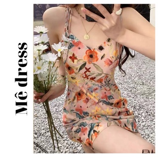 Váy 2 dây hoa, đầm hoa 2 dây Mê dress MSP019