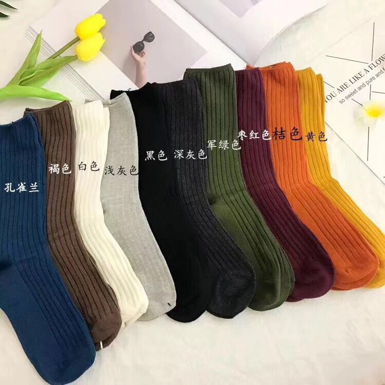 Vớ SUXI cotton màu trơn mềm mại trẻ trung thời trang