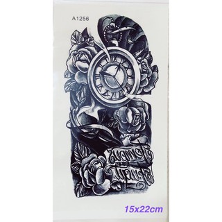 hình xăm dán đồng hồ hoa hồng đen